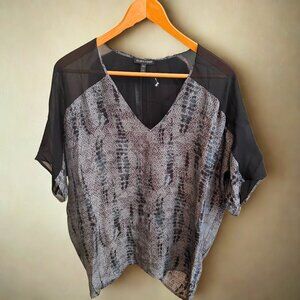 EILEEN FISHER 🏷️ Chic Sheer Snake Print Blouse